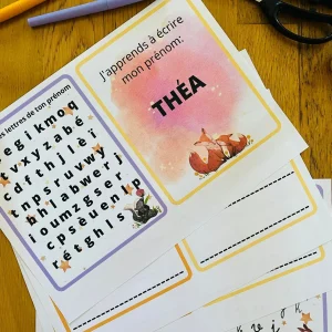 Support personnalisé pour apprendre son prénom à imprimer