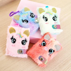 Mini Carnet Licorne - Couverture peluche