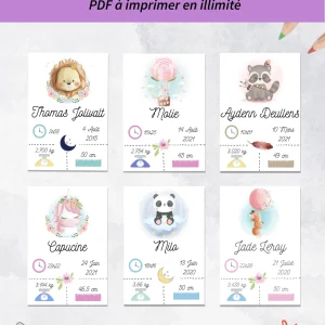 Affiche de naissance personnalisé, pdf à imprimer